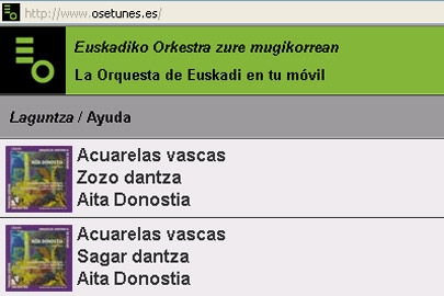 Euskadiko Orkestrak interpretaturiko melodiak telefono mugikorretarako eskuragarri osetunes.es-en