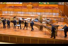 Un momento del concierto de las secciones de percusión de la OSE y de la BOS